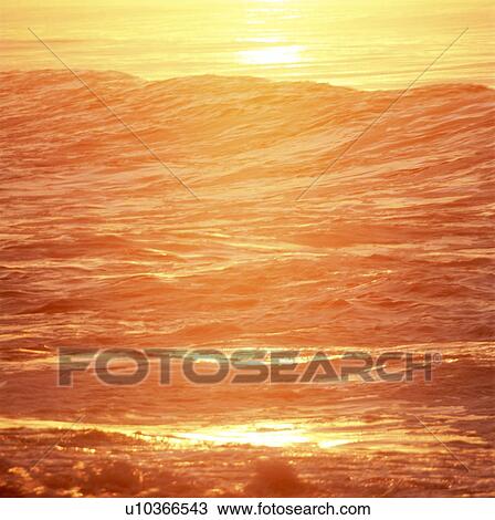 Stock Image - Sea in sunset, full frame. Fotosearch