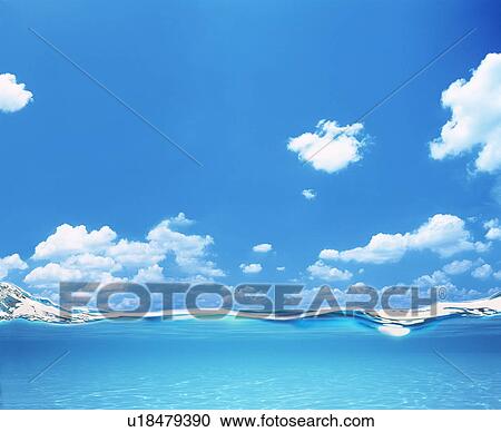 Sea water surface and sky with clouds View Large Photo Image Stock Image - Sea water surface and sky with clouds. Fotosearch