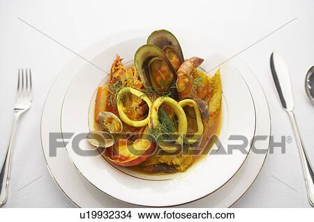 Picture - Seafood bouillabaisse. Fotosearch