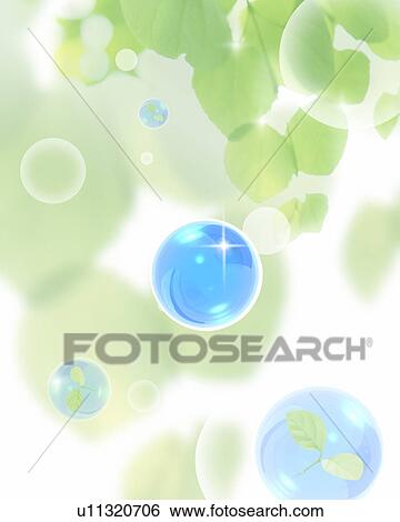 Stock Photograph - Seedlings in spheres floating past leafy branch. Fotosearch