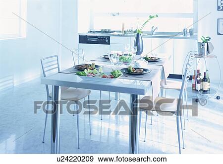 Stock Photo - Set table for dinner. Fotosearch