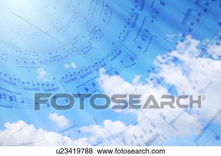 Stock Photo - Sheet of Music in the Sky. Fotosearch