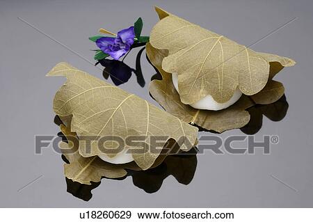 Stock Photo - shi wrapped in leaves, black background. Fotosearch