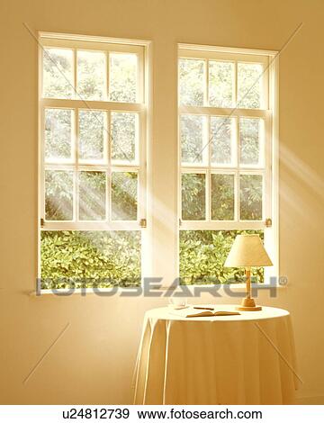 Stock Photo - Side table by window, computer graphic. Fotosearch