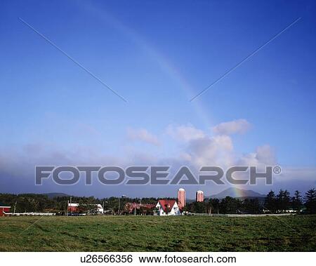 Silo and Green Field, Rainbow in Sky View Large Photo Image Stock Photograph - Silo and Green Field, Rainbow in Sky. Fotosearch
