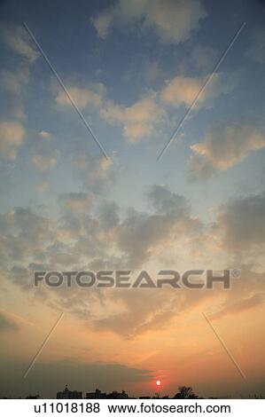 Stock Photo - Sky in sunset, Tokyo prefecture, Japan. Fotosearch