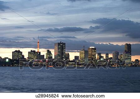 Picture - Skyline of Tokyo at dusk. Fotosearch