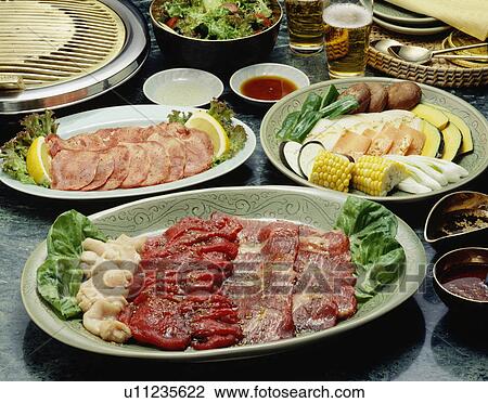 Sliced meat on plates View Large Photo Image Stock Image - Sliced meat on plates. Fotosearch