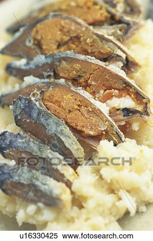 Stock Photography - Slices of salted crucian carp. Fotosearch