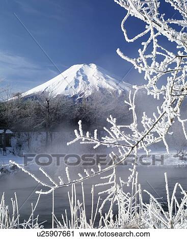 Stock Image - Snowcapped Fuji Mountain. Fotosearch