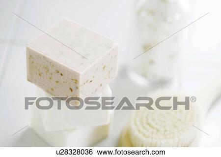 Stock Photograph - Soap and back brush. Fotosearch