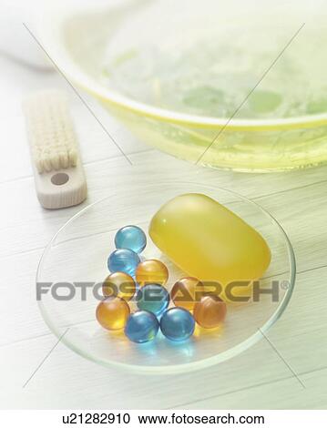 Soap and bath beads View Large Photo Image Stock Image - Soap and bath beads. Fotosearch