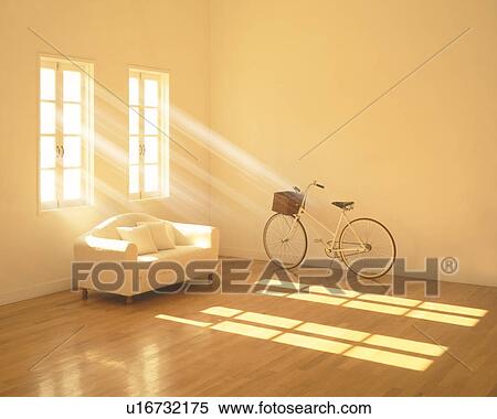 Sofa and bicycle in living room, computer graphic, toned image View Large Photo Image Stock Photography - Sofa and bicycle in living room, computer graphic, toned image. Fotosearch