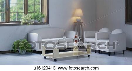 Sofa and chairs with wine on coffee table View Large Photo Image Stock Image - Sofa and chairs with wine on coffee table. Fotosearch