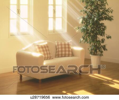 Sofa and potted plant in living room, computer graphic View Large Photo Image Stock Photograph - Sofa and potted plant in living room, computer graphic. Fotosearch