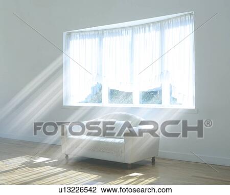 Stock Image - Sofa in living room, computer graphic. Fotosearch