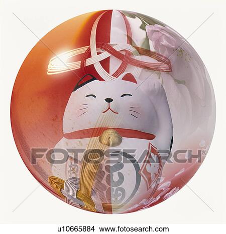 Picture - Sphere containing Maneki Neko and other Japanese images. Fotosearch