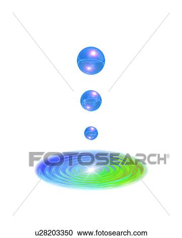 Stock Image - Spheres above rippled water. Fotosearch