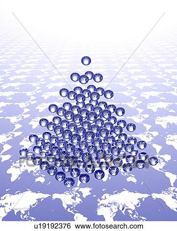 Spheres forming a pyramid on a pattern of world maps View Large Photo Image Stock Photograph - Spheres forming a pyramid on a pattern of world maps. Fotosearch