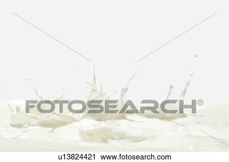 Stock Image - Splashing Milk on a White Background. Fotosearch