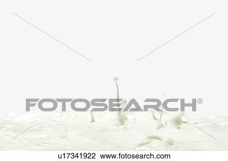 Stock Image - Splashing Milk on a White Background. Fotosearch