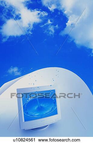Splashing water reflected in computer screen under a blue sky View Large Photo Image Stock Image - Splashing water reflected in computer screen under a blue sky. Fotosearch