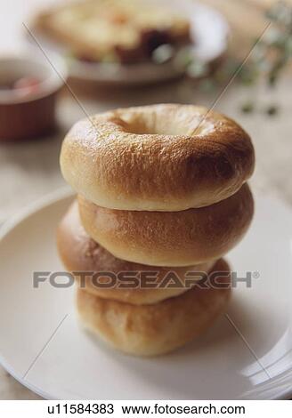 Stock Image - Stack of bagels. Fotosearch