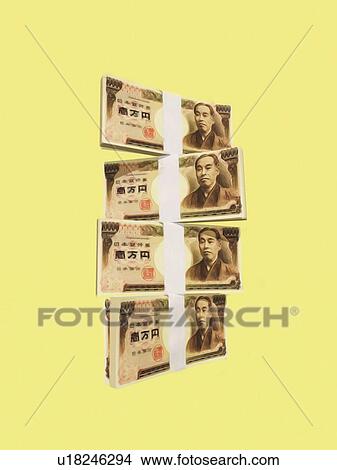 Picture - Stack of Japanese yen. Fotosearch