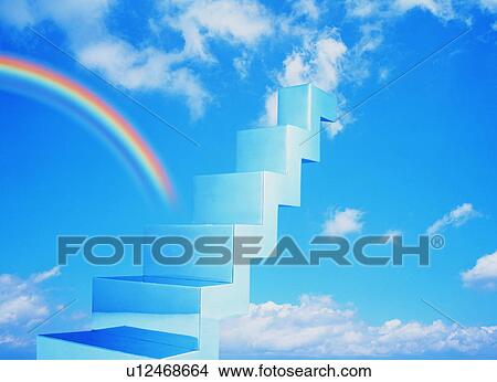 Picture - Staircase leading up into the sky. Fotosearch