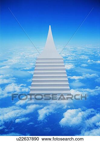 Stock Image - Staircase leading up into the sky. Fotosearch