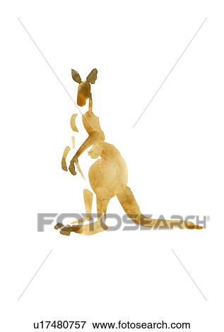Standing Kangaroo, Ink Brush Illustration View Large Photo Image Stock Photo - Standing Kangaroo, Ink Brush Illustration. Fotosearch