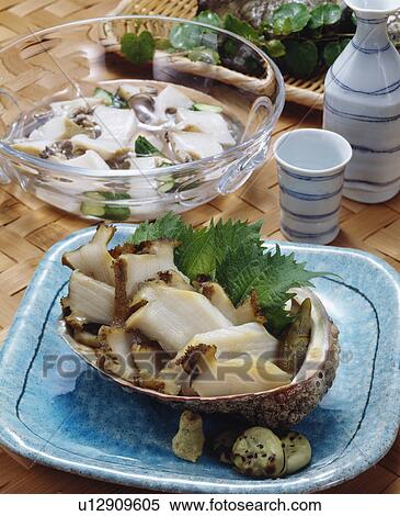 Stock Photography - Steamed abalone dishes with sake. Fotosearch