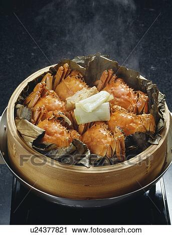 Stock Image - Steamed Shanghai Crab. Fotosearch