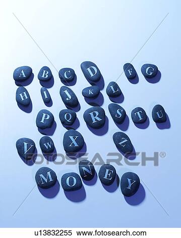 Stones with alphabets, spelling MONEY, blue background View Large Photo Image Stock Photography - Stones with alphabets, spelling MONEY, blue background. Fotosearch