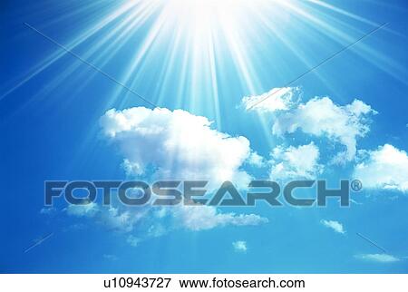 Sun, blue sky and clouds View Large Photo Image Stock Photo - Sun, blue sky and clouds. Fotosearch