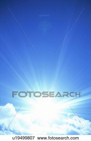 Sun, blue sky and clouds View Large Photo Image Stock Photo - Sun, blue sky and clouds. Fotosearch