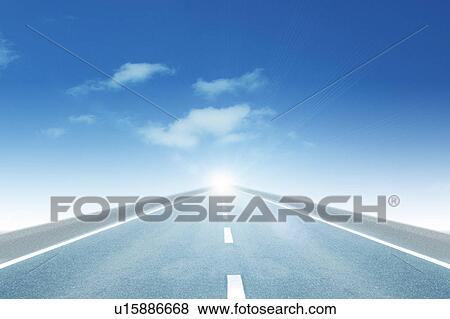 Stock Photo - Sun shining on road. Fotosearch