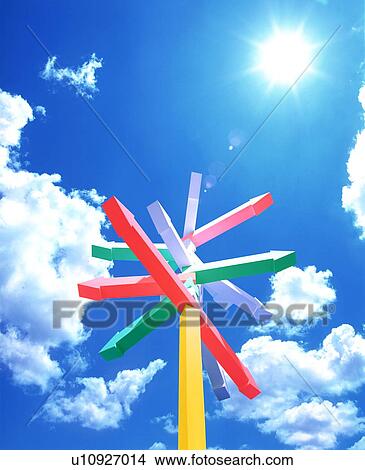 Picture - Sun shining on signpost. Fotosearch