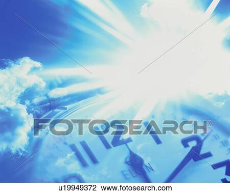 Sunburst over a clock - digital composite View Large Photo Image Stock Image - Sunburst over a clock - digital composite. Fotosearch