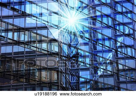 Stock Photograph - Sunlight Shining onto Building. Kita-ku, Osaka Japan. Fotosearch