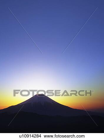Picture - Sunrise at Mt. Fuji, Yamanashi Prefecture, Honshu, Japan. Fotosearch