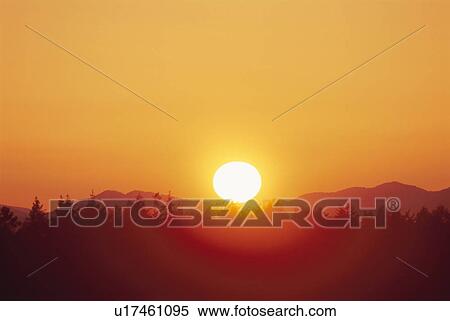 Stock Photography - Sunset Over a Mountain Range. Kirigamine, Japan. Fotosearch