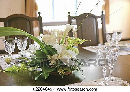 Stock Photo - Table decorated with flowers. Fotosearch