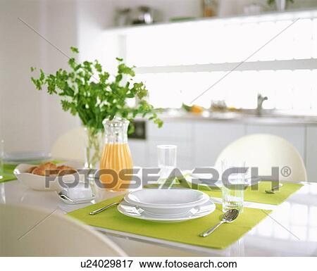 Stock Photo - Table set for breakfast. Fotosearch