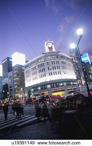 The night view of the building group of the Ginza View Large Photo Image Stock Photo - The night view of the building group of the Ginza. Fotosearch
