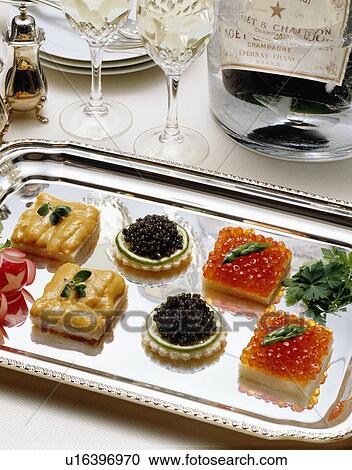 Stock Image - Three kinds of Canape. Fotosearch