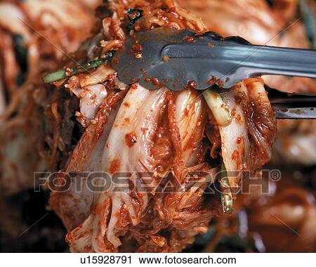 Tongs holding Kimchi, close up View Large Photo Image Stock Image - Tongs holding Kimchi, close up. Fotosearch