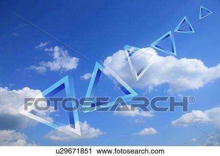 Stock Image - Triangles Floating Through the Sky. Fotosearch