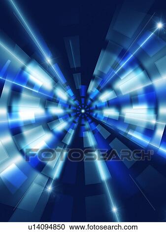 Stock Image - Tunnel of blue light. Fotosearch