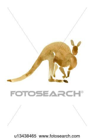 Turning Around Kangaroo, Ink Brush Illustration View Large Photo Image Stock Photography - Turning Around Kangaroo, Ink Brush Illustration. Fotosearch